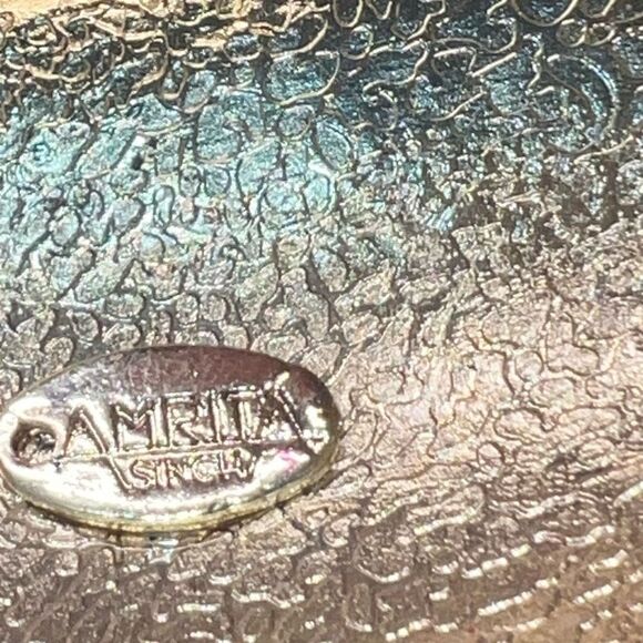 Amrita Singh Blue and White Enameled Hinged Cuff Bracelet - Picture 7 of 7